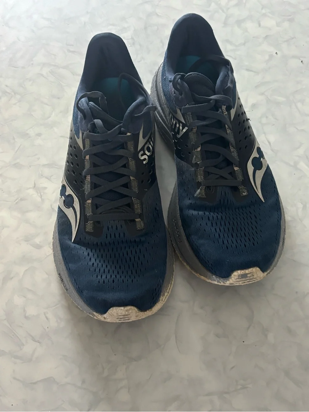 Saucony Ride 17 Men’s Running Shoes Size 10.5 Blue Silver S20924-106 PWRRUN+